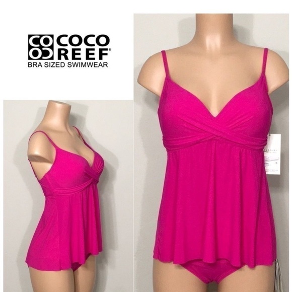 Coco Reef Other - NWT Coco Reef 34 C/ 10 bra sized contours shaping tankini rosewood top only
